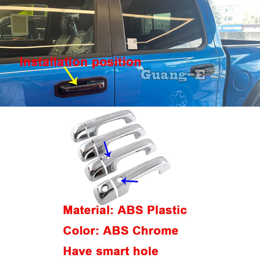 For Dodge Ram 1500 TRX   2024 ABS Chrome Side Rearview Mirror Cover Handle Bowl Fog Light Frame Fuel Tank Cap Trim