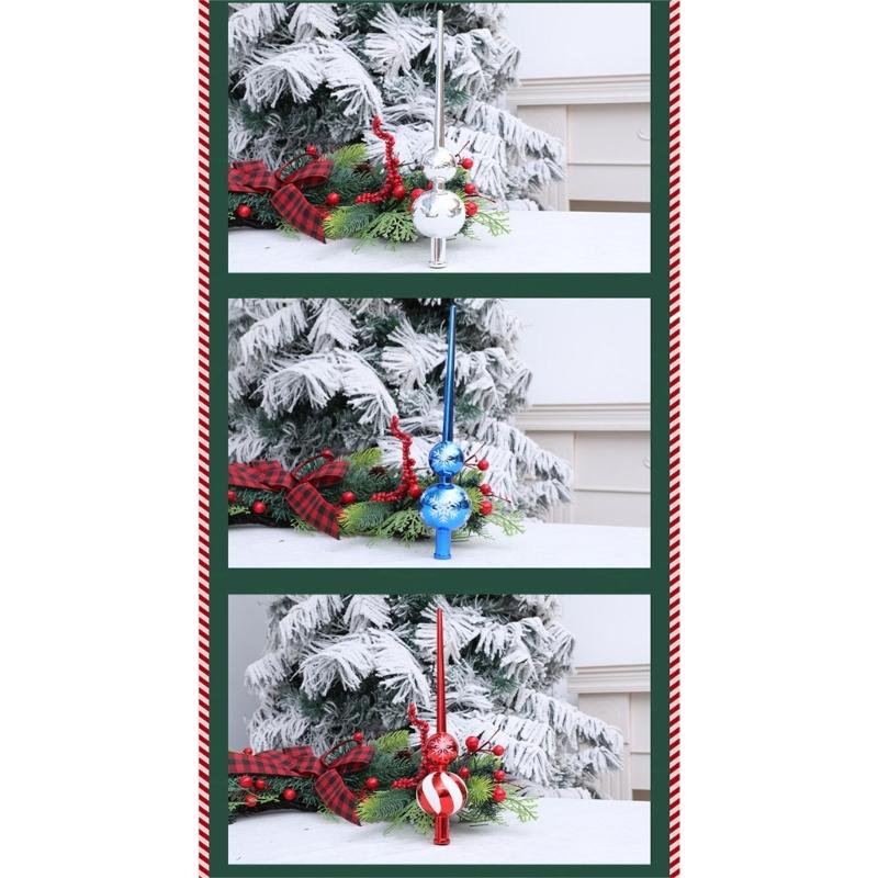 Festival Holiday Tree Top 28cm Metallic Color Gourd Shape Christmas Tree Top Decoration for Indoor and Outdoor Use