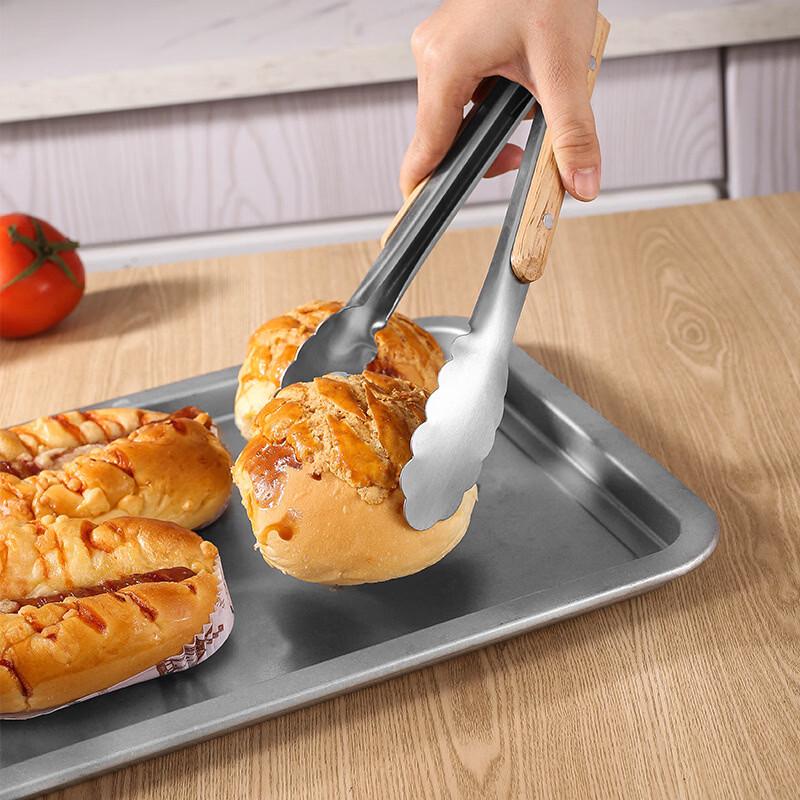 Stainless Steel Food Tongs with Wooden Handles