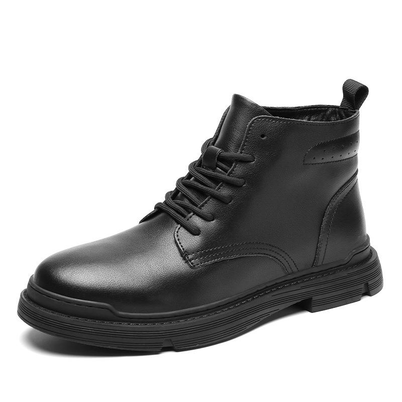 Autumn and Winter 2025 New Martin Boots Men's High-top British Style Retro Leather Large-size Men's Shoes Tooling Boots Medium-top Leather Boots