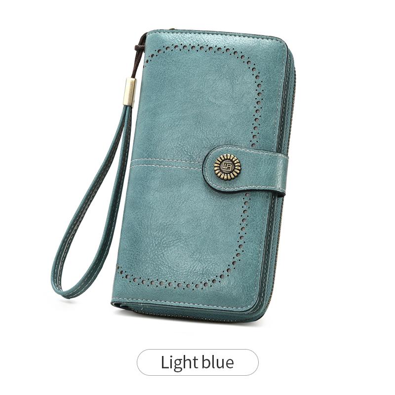Hoge kwaliteit vrouwen portemonnee RFID anti-diefstal lederen portefeuilles voor vrouwen lange rits grote dames clutch bag vrouwelijke portemonnee kaarthouder gray