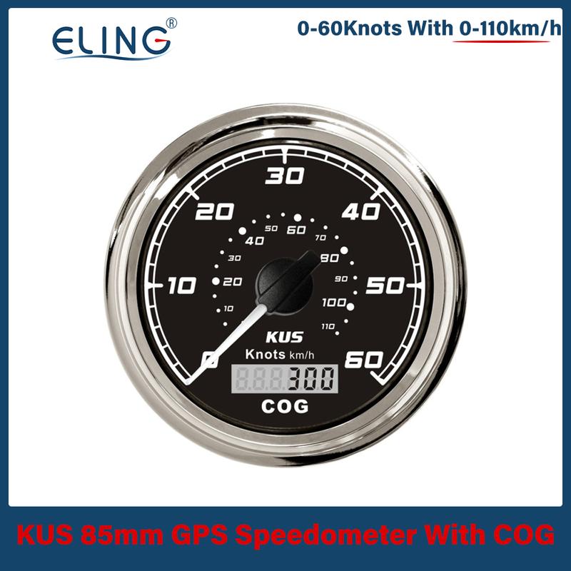 KUS New 85mm 3 3/8" Waterproof Marine Boat Vessels GPS Speedometer 30 knots 60 knots with Red Yellow Backlight