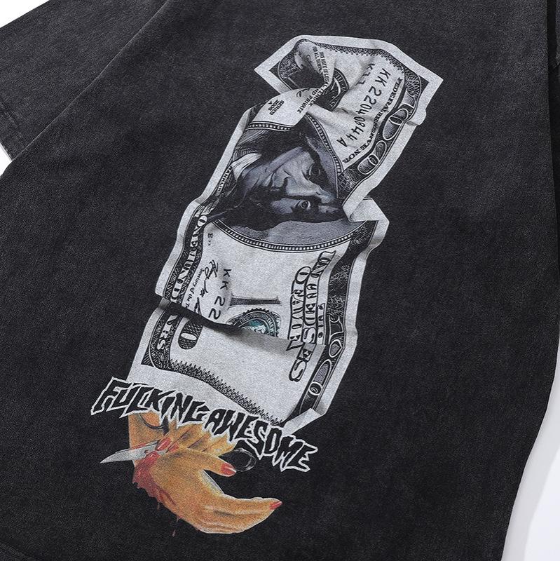 Heavy Cotton Washed Old Short-Sleeved T-Shirt For Men And Women American Retro Street Trend Brand Loose Half-Sleeved Tee Shirt