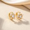 Europäische & Amerikanische Schicke Strass-Blumenohrringe: Gold- und Silber-Stecker mit leicht luxuriösem Design und Zirkonia-Creolen
