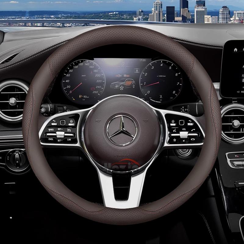 Leather Car Steering Wheel Cover for Mercedes Benz W214 C200 V-class GLE E-class GLA 200 GLC CLA A200 Interior Accessories 2025 PP8