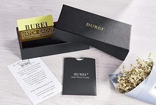 Stilvolle, einfache, beliebte, wasserdichte, analoge Armbanduhr mit römischen Ziffern, Marken-Business, dünne Quarzuhr mit Lederarmband, Roségold/Schwarz [BUREI] Herren –