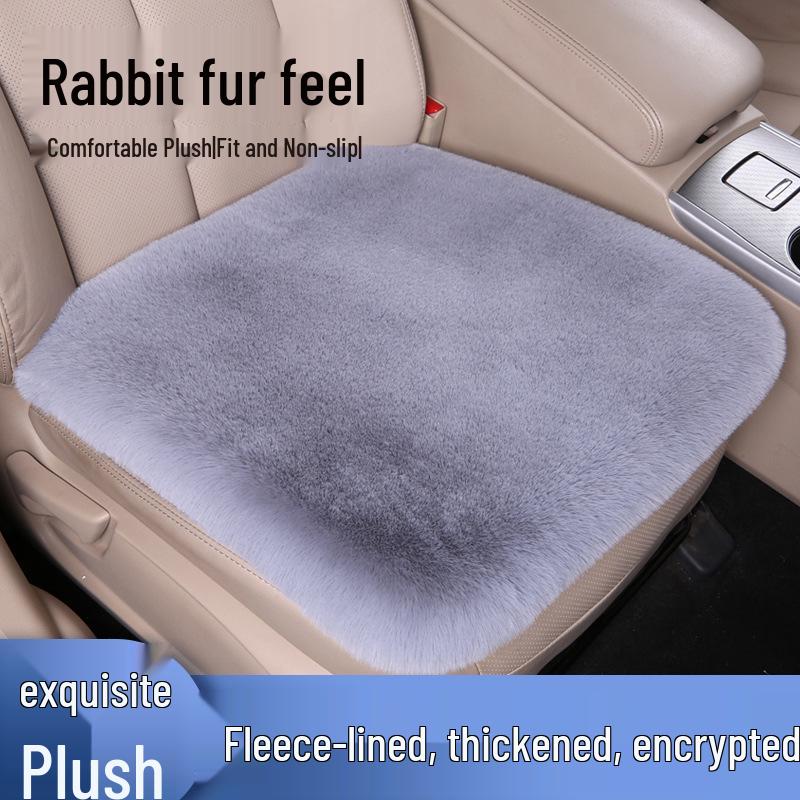 Winter Plush Car Seat Cushion Set: Thick Short Pile, Wool, Rabbit Hair, Non-Slip, 3-Piece