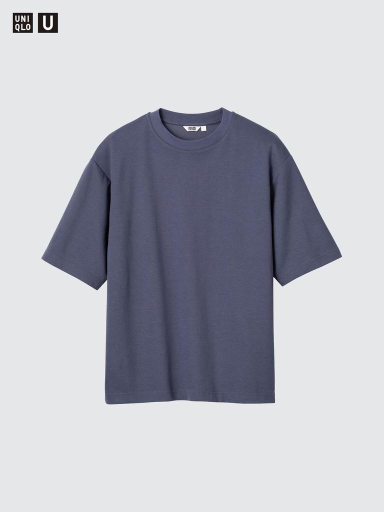 UNIQLO 482295 AIRism Cotton Oversized T-Shirt BLACK WHITE GRAY PINK RED BROWN GREEN BLUE NAVY PURPLE Men Japan