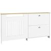 Radiatorafdekking met Schoenenrekhoes voor Radiator met 2 Uitklapbare Lades 152x19x81 cm Wit
