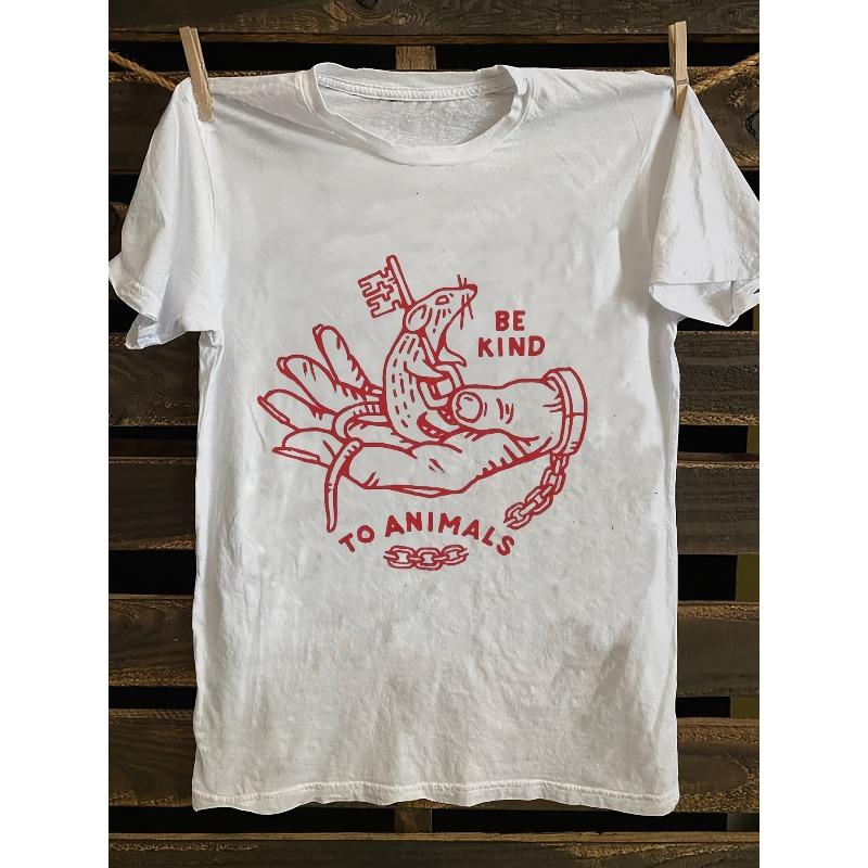 Unisexs Retro Punk Rock Pattern Tshirt Soft Round Neck Tshirt With Chain Animal Design Suitable For Animal Rights Advocates