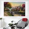 Pastorial Oil Painting, Canvas, Painting, Landscape Posters and Prints, Photographs with Mountain Rivers, Living Room Decor