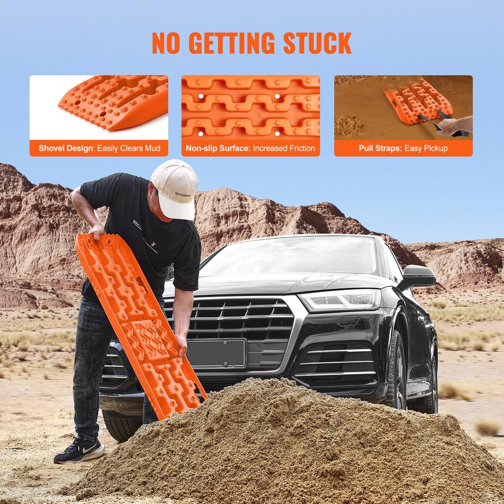 VEVOR 10 TON Traction Boards with PP Material, Recovery Boards for Off-road Vehicles/Cars/Pickups/SUVs/RVs, Pair Tire Traction Mats On Snow, Sand