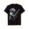 1pc Cavapoo Dog Guitarist T-Shirt - 100% Cotton 180gsm Black Short Sleeve Tee with White Poodle-like Cavapoo & Guitar Print, S-XXXL Sizes for Men &