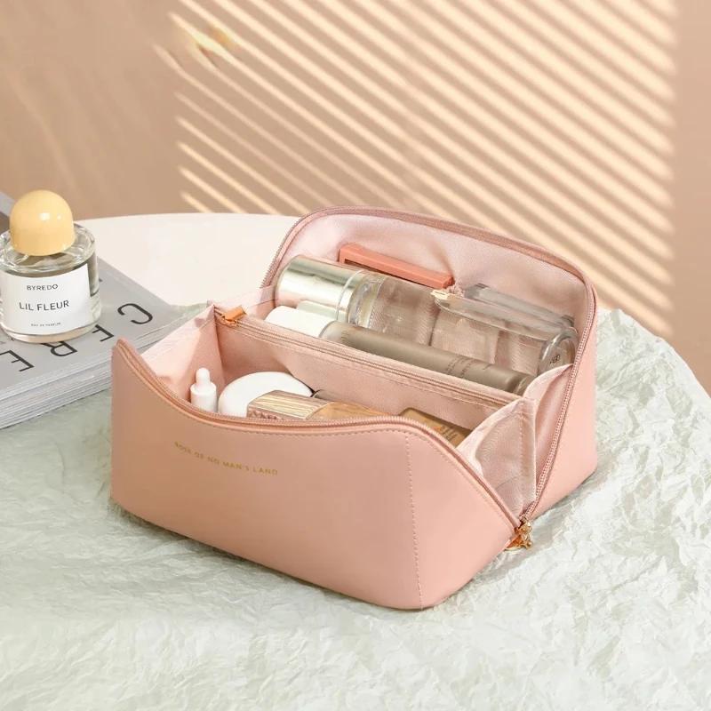 Large Capacity Cosmetic Bag Cosmetic Storage Bag PU Leather Portable Travel Toiletry Bag Women Cosmetic Bag Toiletries Organizer
