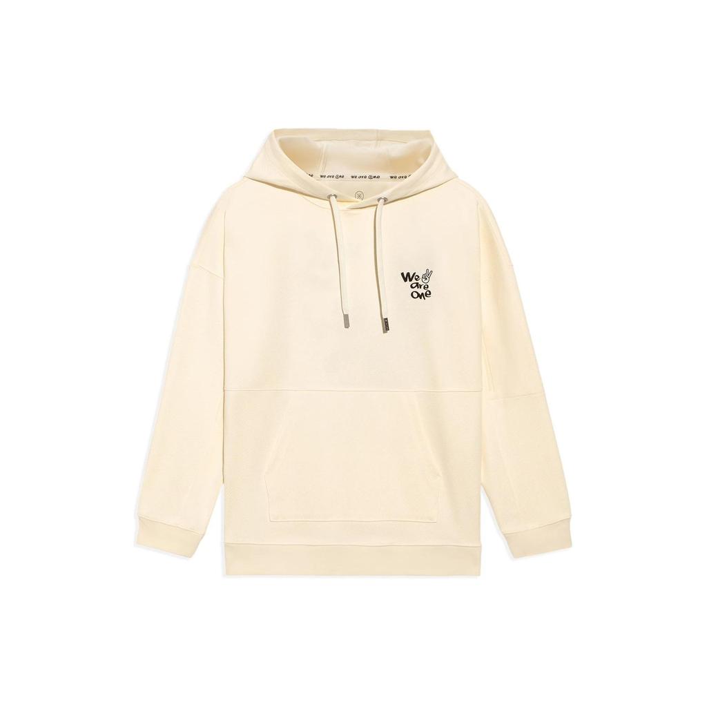 Li-Ning Худі Wade Series з абстрактним принтом на спині, пуловер з довгим рукавом, світшот, унісекс, топи, молочно-білий AWDS113-7