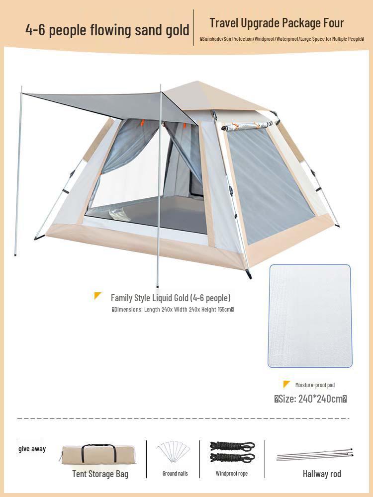 Double Person Automatic Tent: Thickened, Rainproof & Sun-Protective for Outdoor, Wild Camping or Beach Use