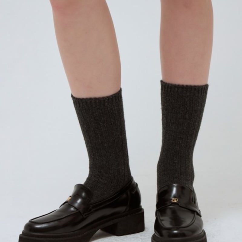 DEPOUND cashmere blend ribbed socks - charcoal