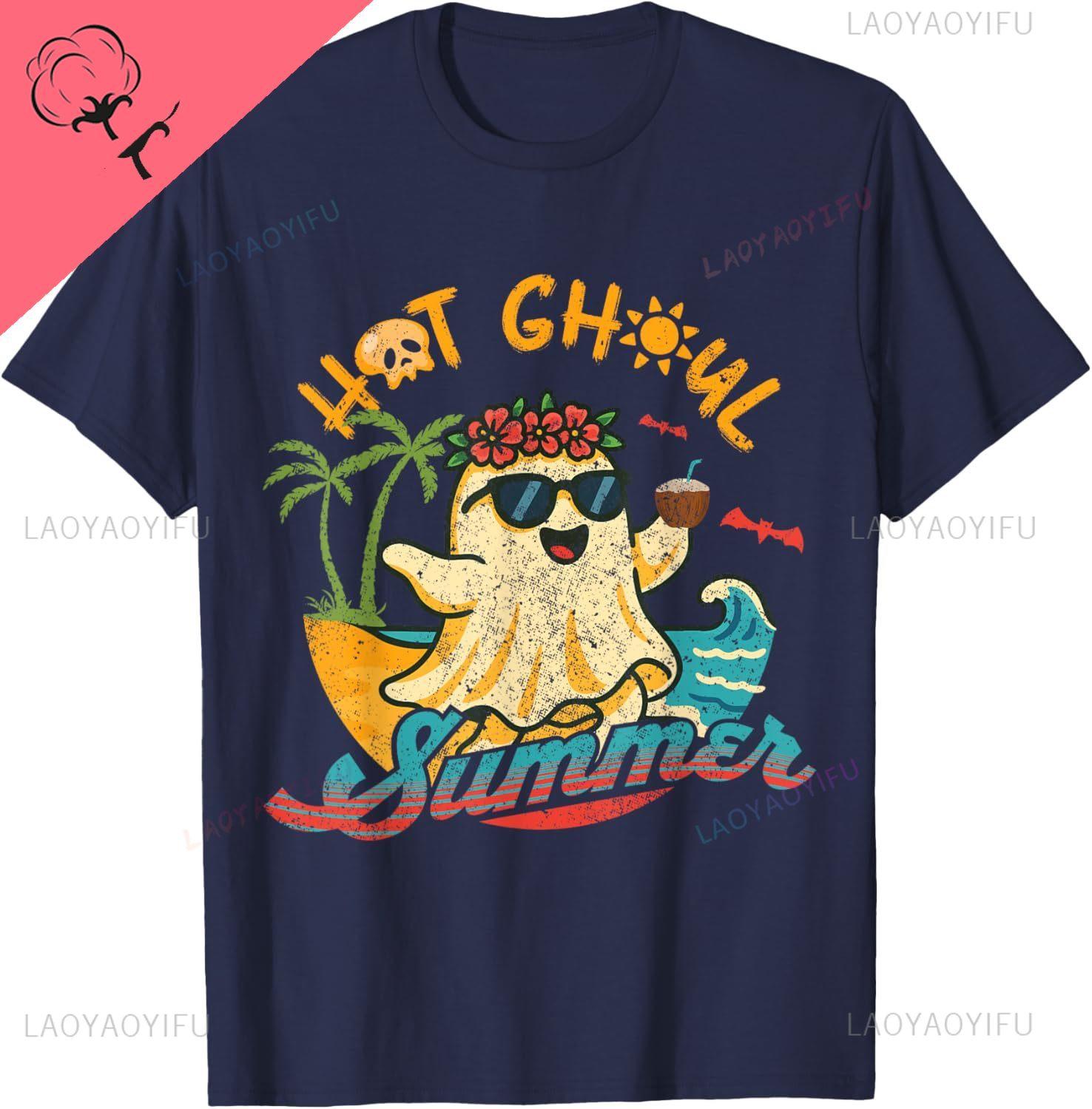Summerween Hot Ghoul Summer Funny Cute Ghost Halloween TShirt Vintage Clothes Cotton Womens Tshirts Ropa Hombre S