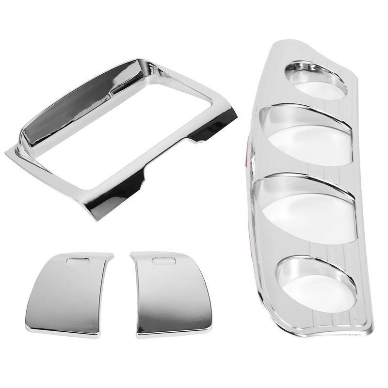 Reliable-Motorcycle Chrome Gauge Stereo Panel Accent Trim Cover Panel Kit For Electra Glide Street Glide FLHX Tri 14-23