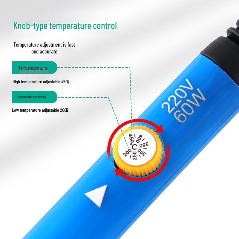 60W Adjustable Temperature Electric Soldering Iron with Switch - US Standard Solder Pen Kit for Home Repair