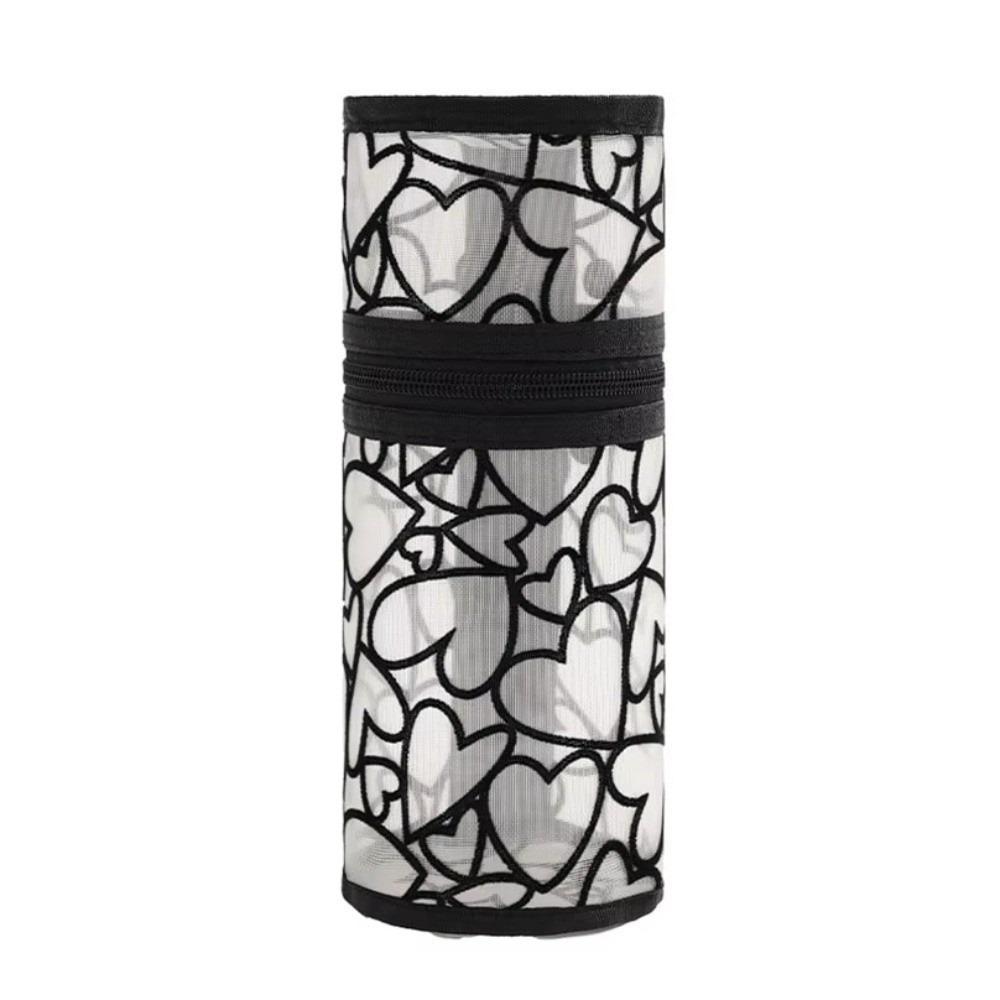 Portable Large Capacity Mesh Pencil Case Multifunctional Love Transparent Cosmetic Pouch жёлтый