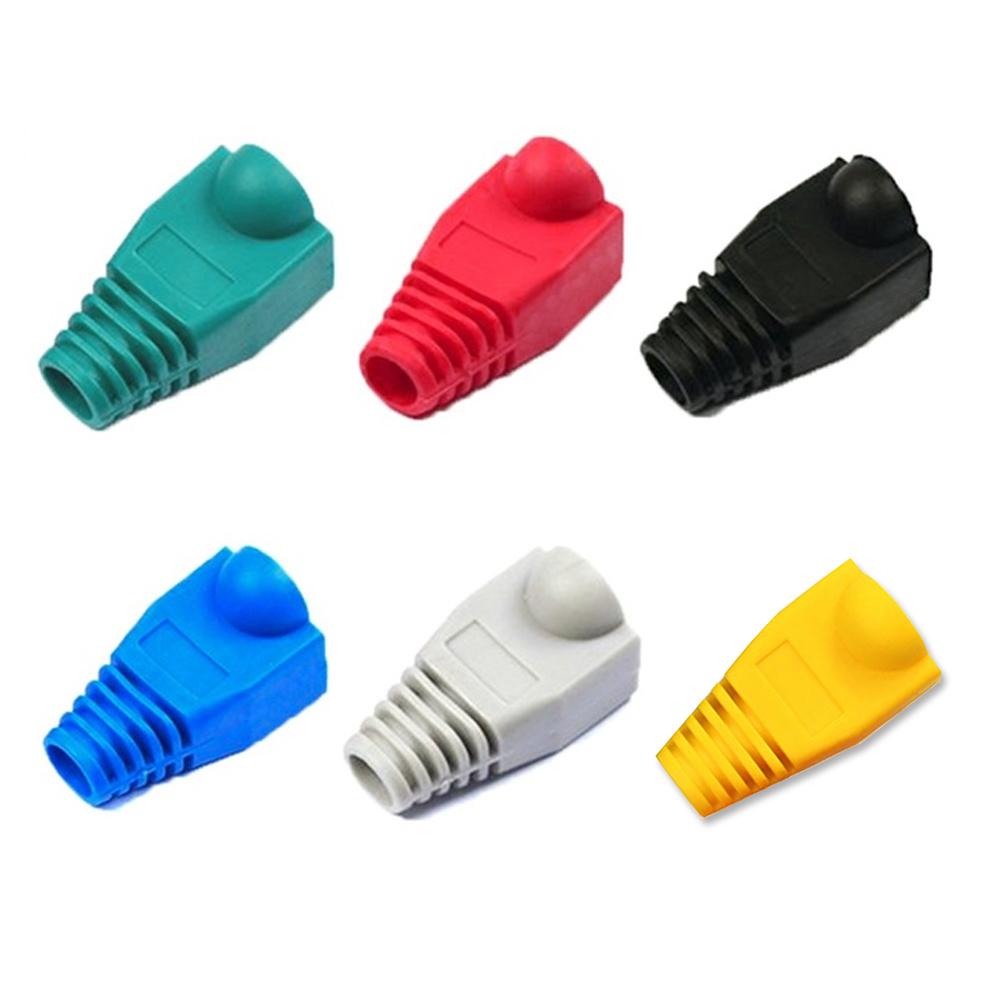 RJ45 CAT6 CAT5e Adapter Cap Ethernet Network Cable Connector Plugs RJ45 Caps Cat 5 protective Sleeve Multicolour 50 100pcs/lot