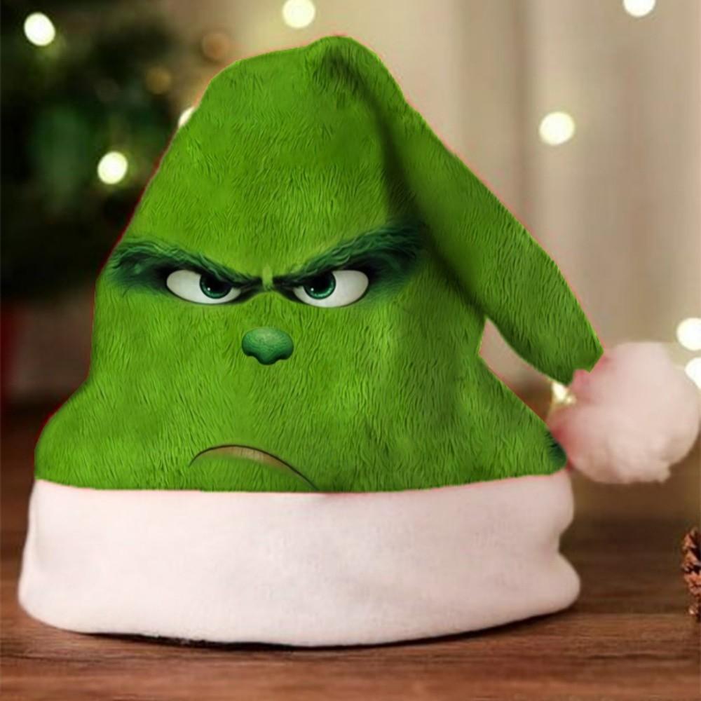 Grinch Green Christmas Hat With Thick Double Sided Velvet For Winter Holiday Celebration
