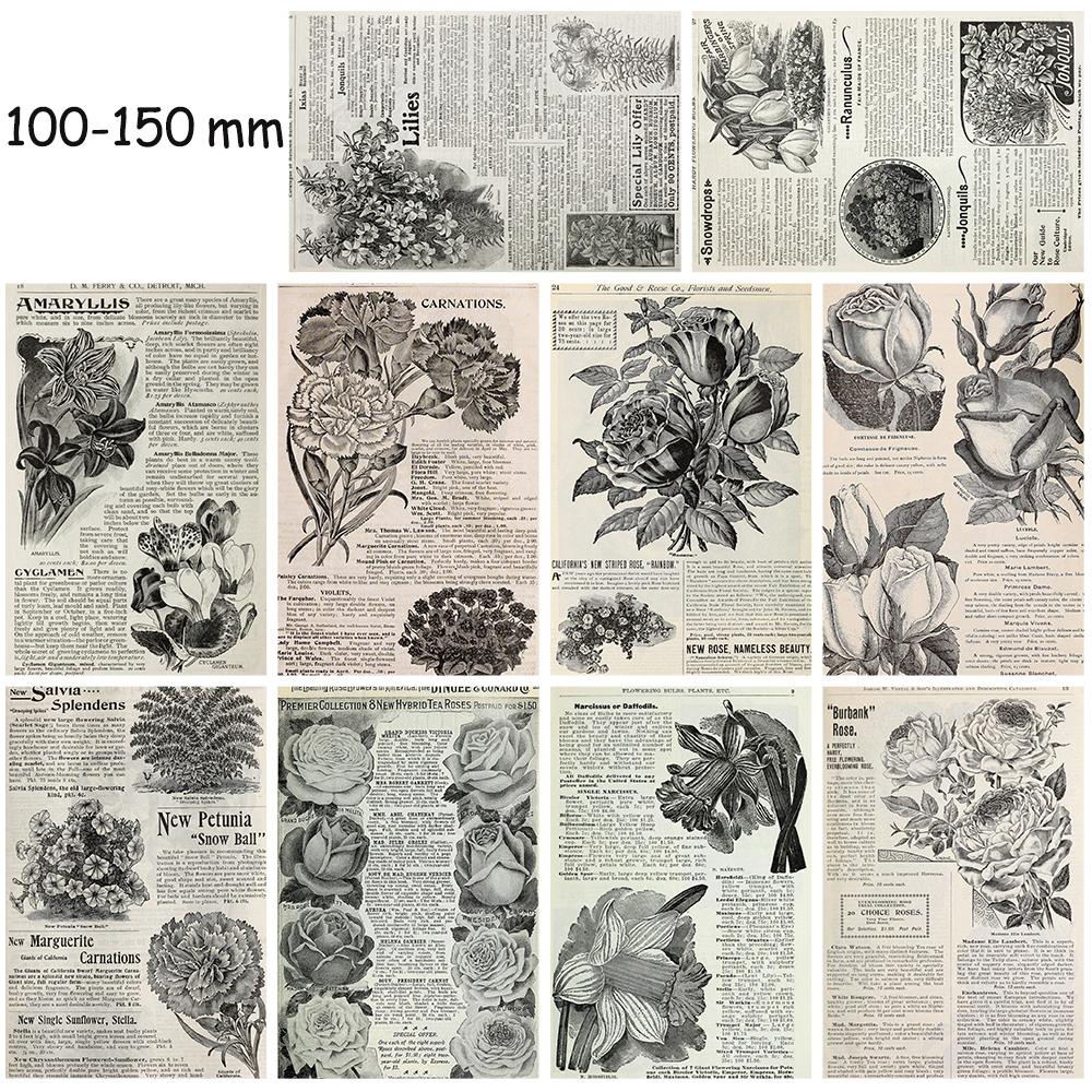 10PCS Retro English Flowers Sticker Poster Nostalgia Wall Coffee Laptop Gift Room Luggage Skateboard For Wall Decal