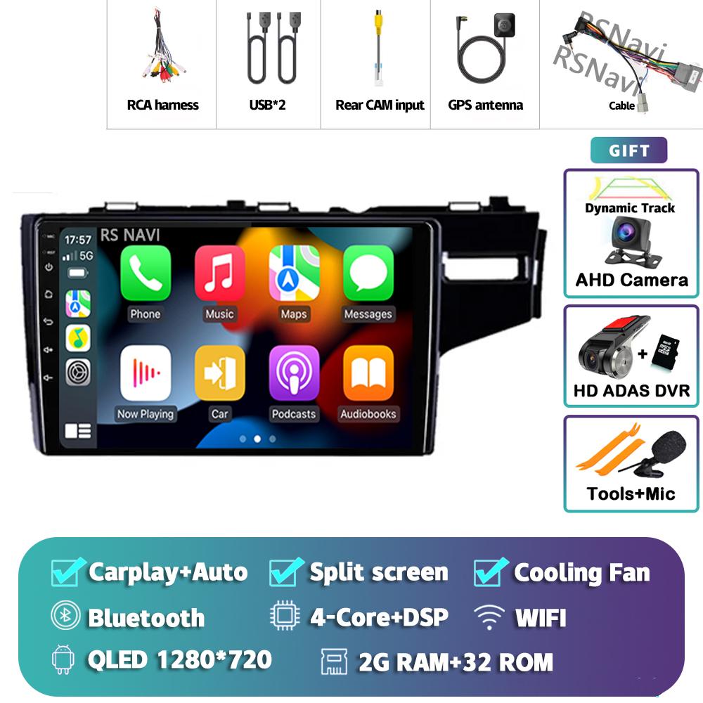 Android 14 Carplay Auto For Honda Jazz Fit 2014 - 2015 Car Radio Player Multimedia Stereo 360 Camera Navigation Video AI Voice