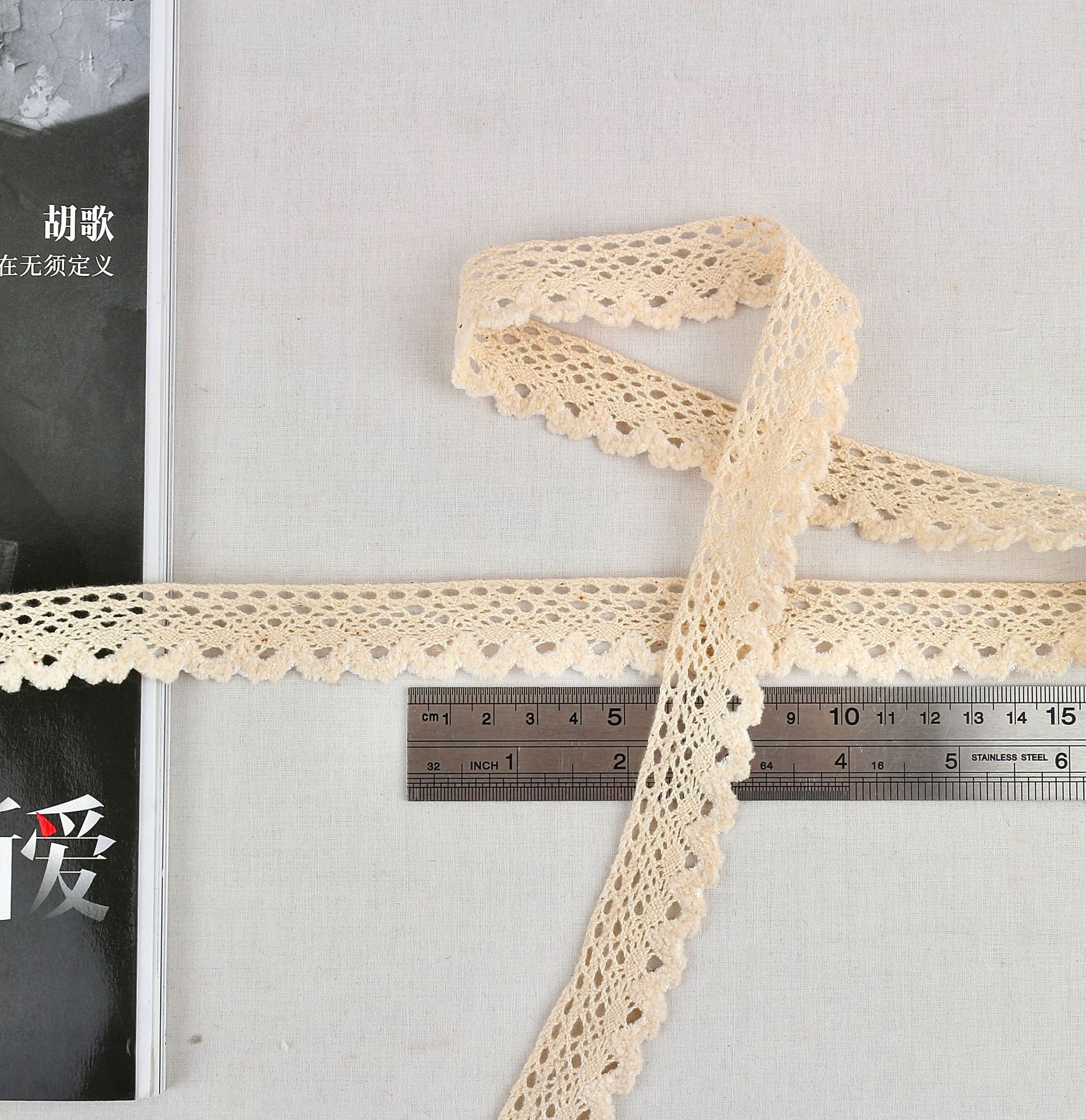 Флисовое одностороннее зубчатое хлопковое кружево, Хлопковое кружево вышивка водорастворимая B0039