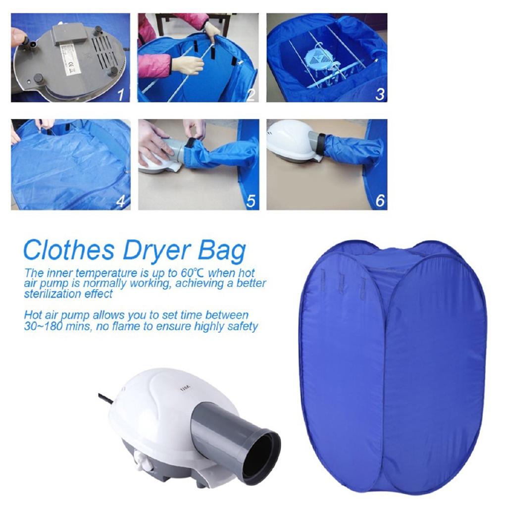 800W Mini Electric Clothes Dryer Portable Folding Travel Quick Drying Clothes Warm Air Cloth Dryer Wardrobe Storage Cabinet 110V 50Hz
