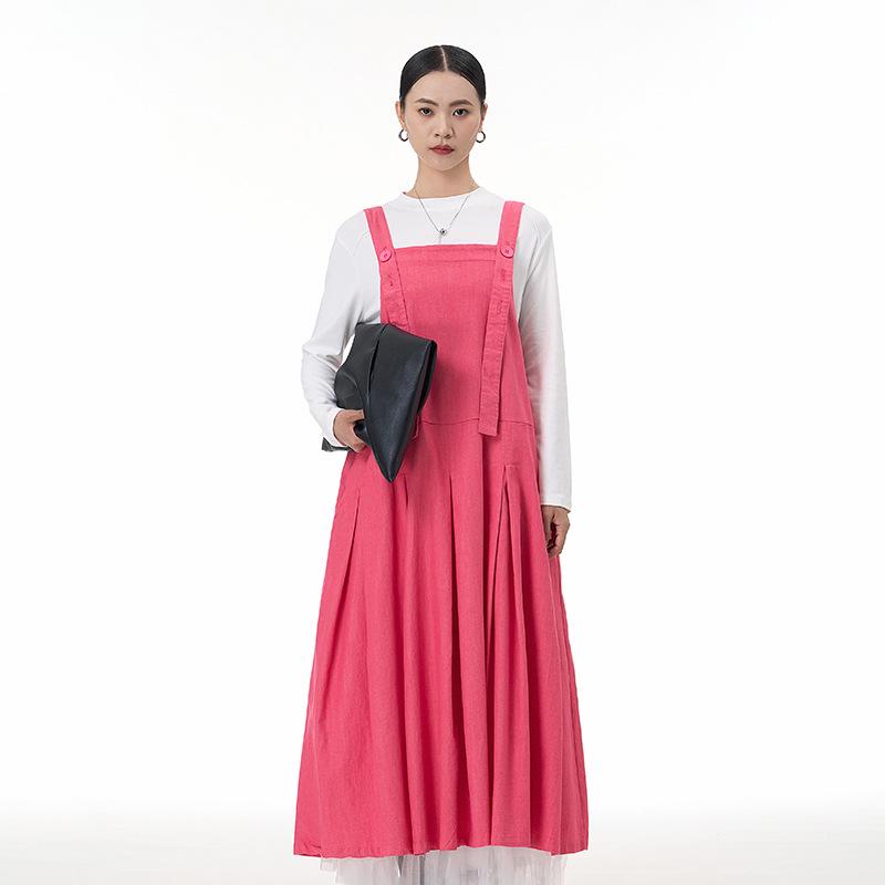 

Spring 2026 Plus Size Loose Slimming Suspender Skirt - Japanese Korean Streetwear Style Dress One Size рожевий