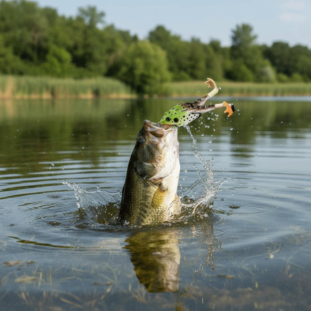 Floating Bait Frog Lure Double Propellers Soft Frog Lure Bass Fishing Lures  Bass Fishing