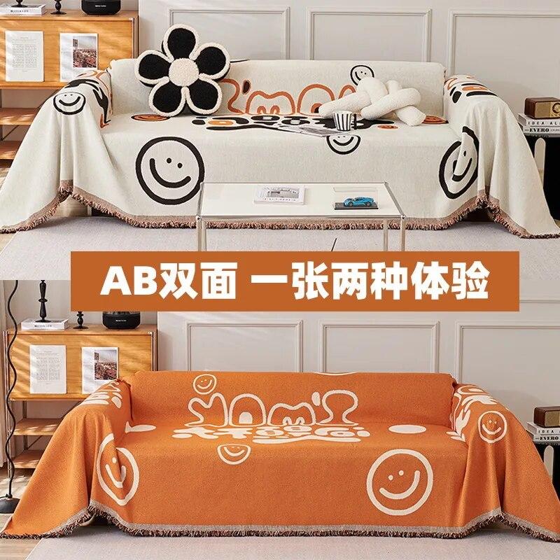 

Двусторонний тканевый чехол для дивана с защитой от кошачьих царапин AB, пригодный для машинной стирки, жаккардовый чехол для дивана из синели 180x130cm