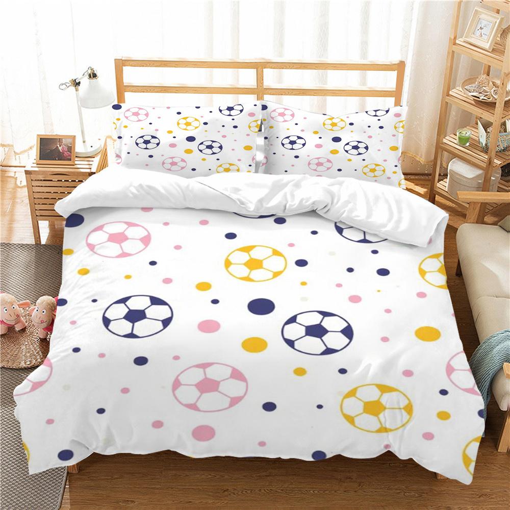 Hot Sell 2/3pcs Bedding Set Breathable Comforter Duvet Cover Set 3D Football Design Microfiber Comfortable Bed Cover Suit