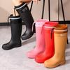 Women's Rain Shoes Anti-splash Bundle Mouth High Rain Boots Macaron Height Increase Thin Non-slip Rain Boots Waterproof Outdoor Rubber Shoes