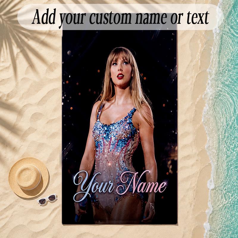 Beach TowelTaylor Swift Custom Name Text Personalized Soft Towel for Beach Pool Indoor Home Decor Gift