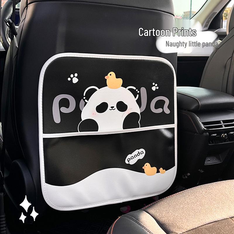 Panda Car Organizer: Multifunctional Hanging Storage, Cute Cartoon Interior Protective Pad