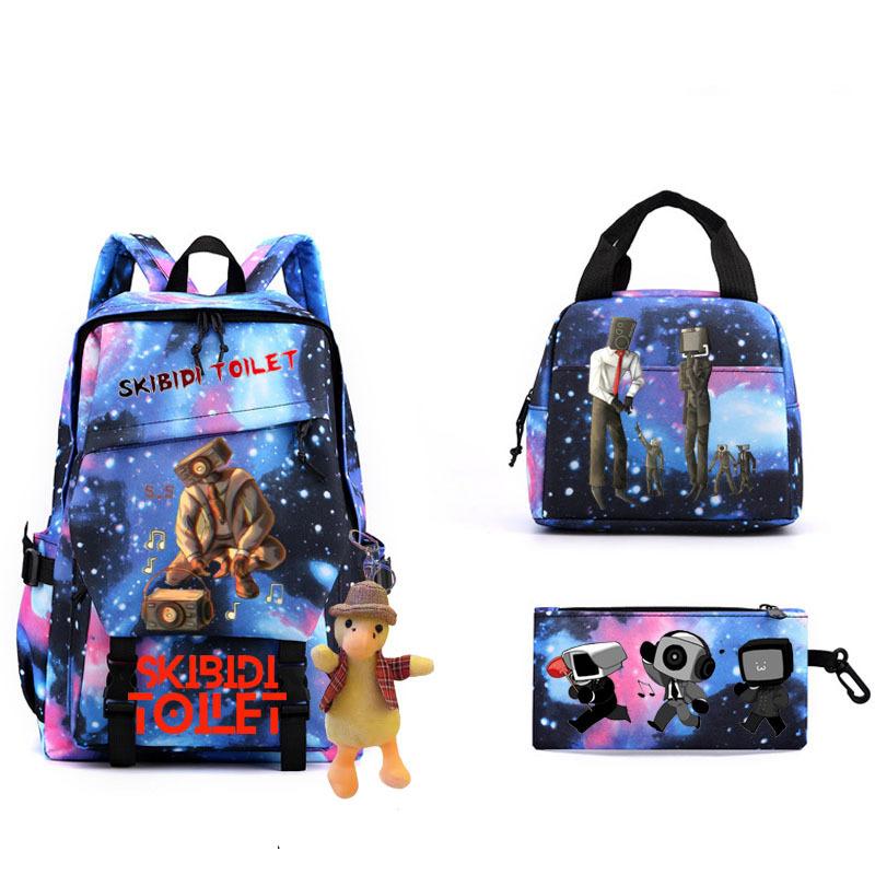New Skibidi Toilet Man Spoof School Bag Elementary School Backpack Satchel Pencil Case