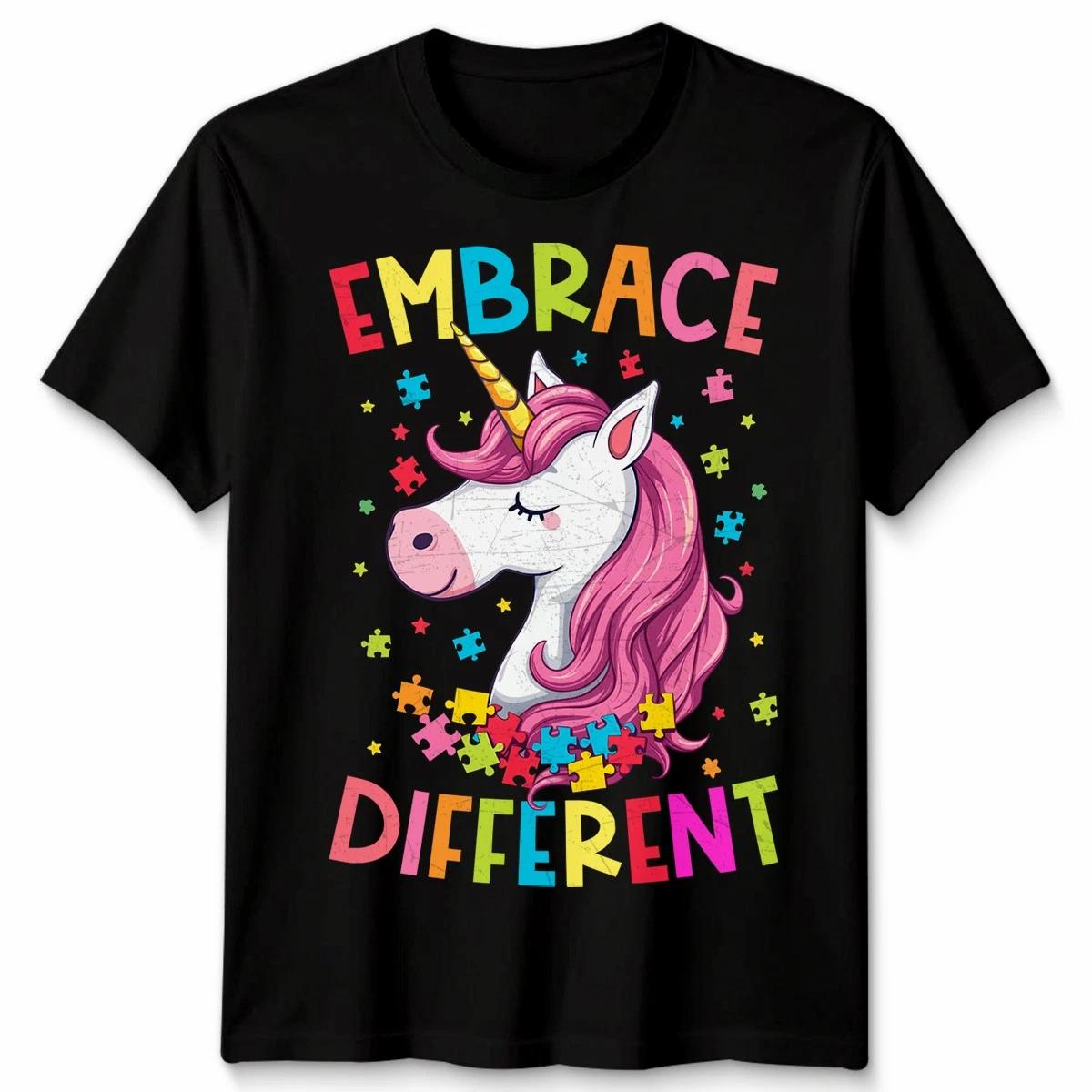 Autism Unicorn Embrace Different Autistic Unisex Tshirt 100% Cotton 3XL