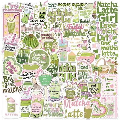 50 Cartoon Matcha Mädchen Ästhetik Graffiti Aufkleber Dekorieren Gitarre Notizbuch Koffer DIY
