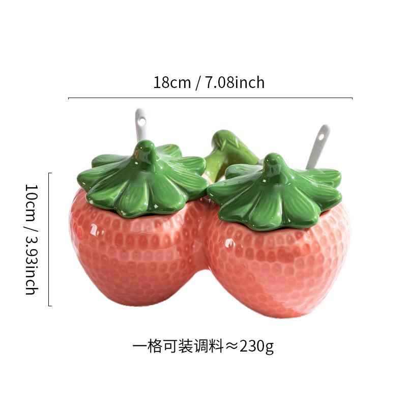 European Ceramic Strawberry Cruet Oil Pot Creative Fruit Kitchen Seasoning Jar Salt Sugar Chili Jar Soy Sauce Vinegar Bottle New