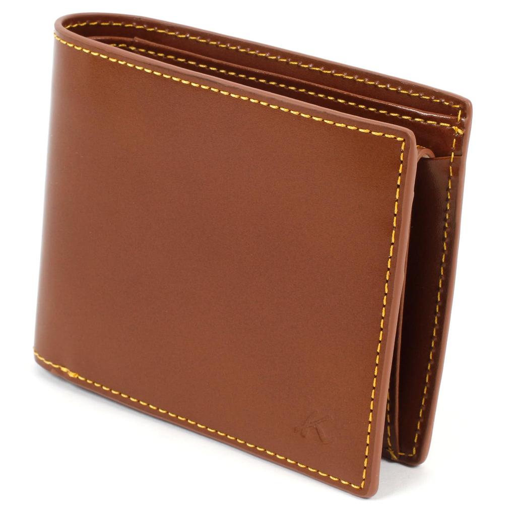 Tanned Leather Bifold Wallet ZH0480 Stitch 60401 [Kitamura] Brown/Yellow [Brown]