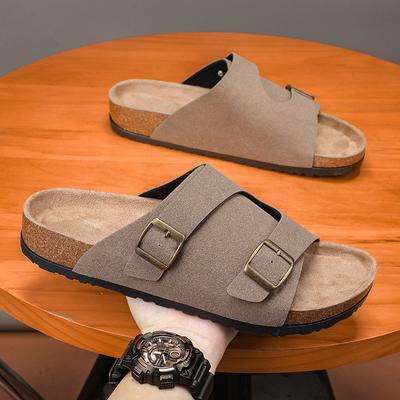 Tendances Mode Nouvelles Pantoufles pour Hommes Sandales Extérieures en Cuir Semelle Souple Pantoufles de Plage Décontractées Sandales à Enfiler Chaussures pour Hommes Couple Extérieur Été