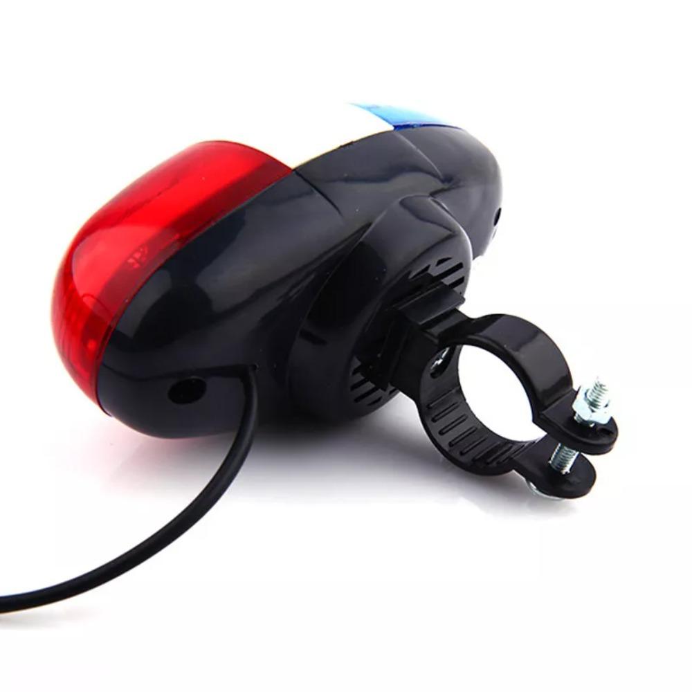 6 LED Bicycle 4 Tone Sounds Bell Plastic Cycling Equipment Police Car Light Electronic Horn Outdoor Bicycle Siren for Kid's Bike