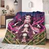 Demon Slayer Superb Cartoon Flannel Blanket, Printed Style for Bedroom, Warm and Soft Bedding, Travel Picnic Use_LIAN