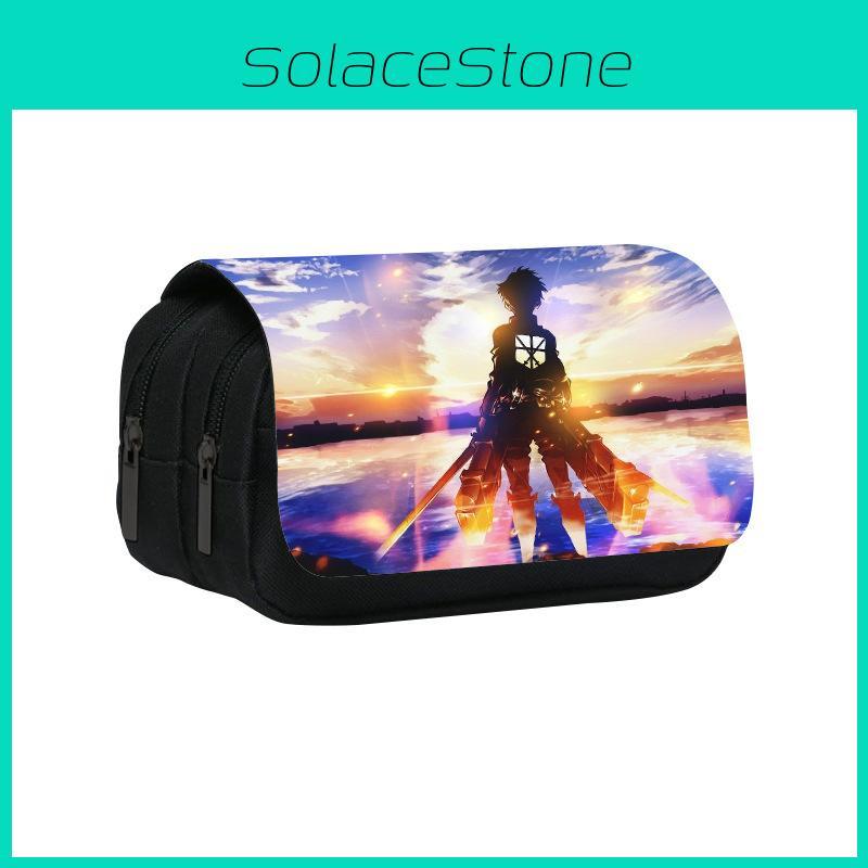 Attack On Titan  Anime Pattern Student Double Layer Flip Cover Stationery Bag