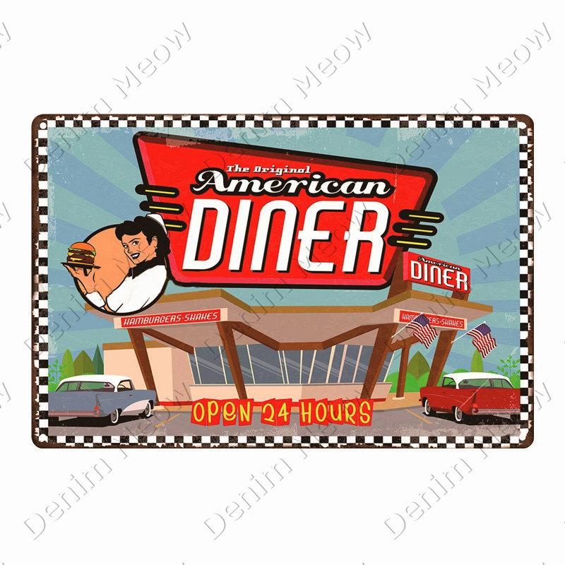 Vintage Pizza Tin Plate for Home Decor, Coffee, Donuts, Pizza, American, Kitchen, Home Decor, American Diner, Wall Posters, N375