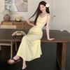 French Floral Suspender Dress Women's 2026 Summer New Sweet Travel Waist a Word Slim Hip Skirt