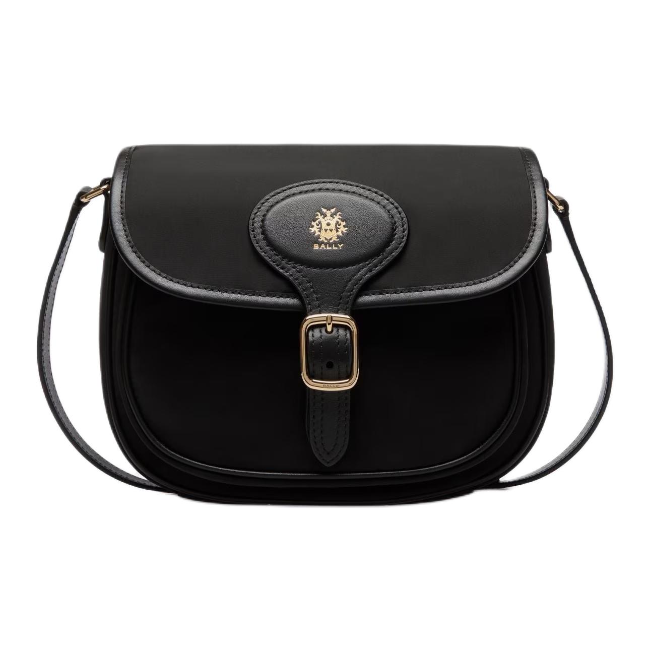 

Bally B-Light Rectangular Metal Buckle Nylon Crossbody Bag Small Women Bags Black 6311484 Basic Set (Bag+Dust Bag)